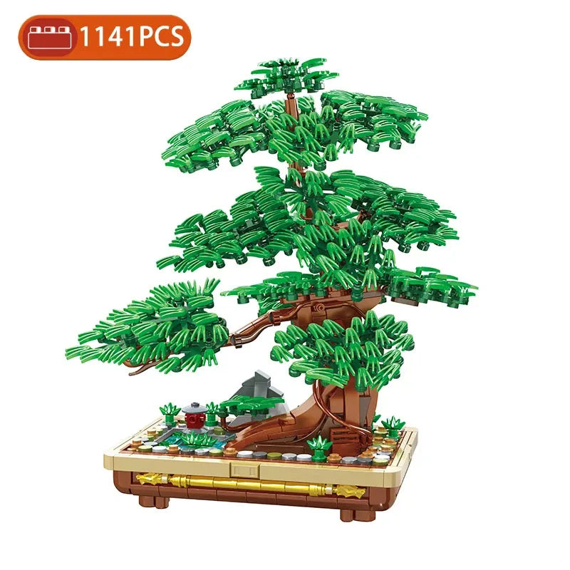 Pine Tree Bonsai Block DIY Moc Mini Potted Plant  Building Brick Toy Home Decor