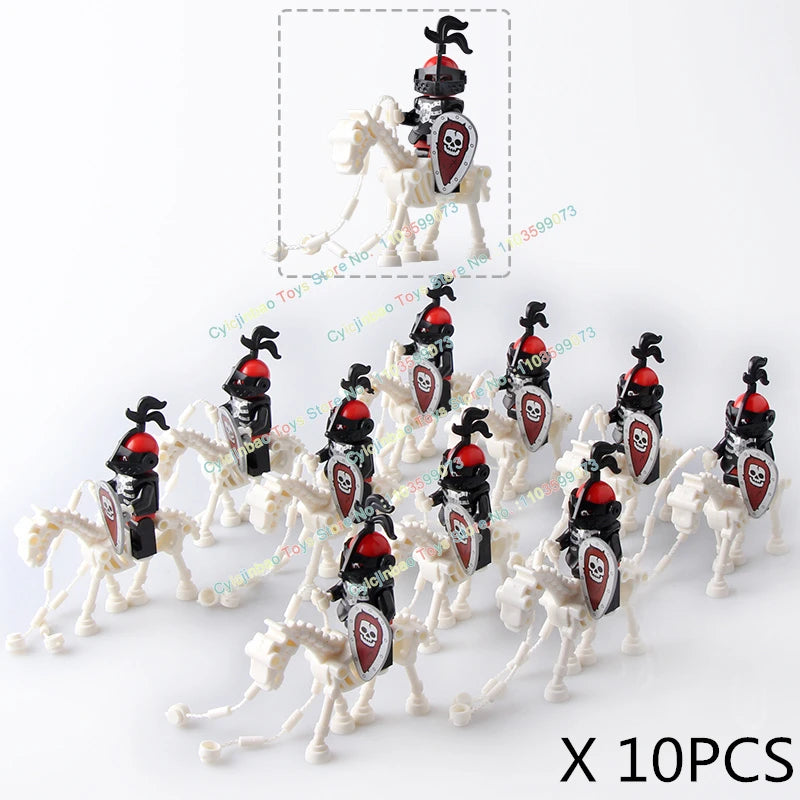 10PCS AX9815-16 Medieval Knight Skeleton Knight Accessories Shield Spear Armor Building Block bricks Action Figure Chilldren Toy