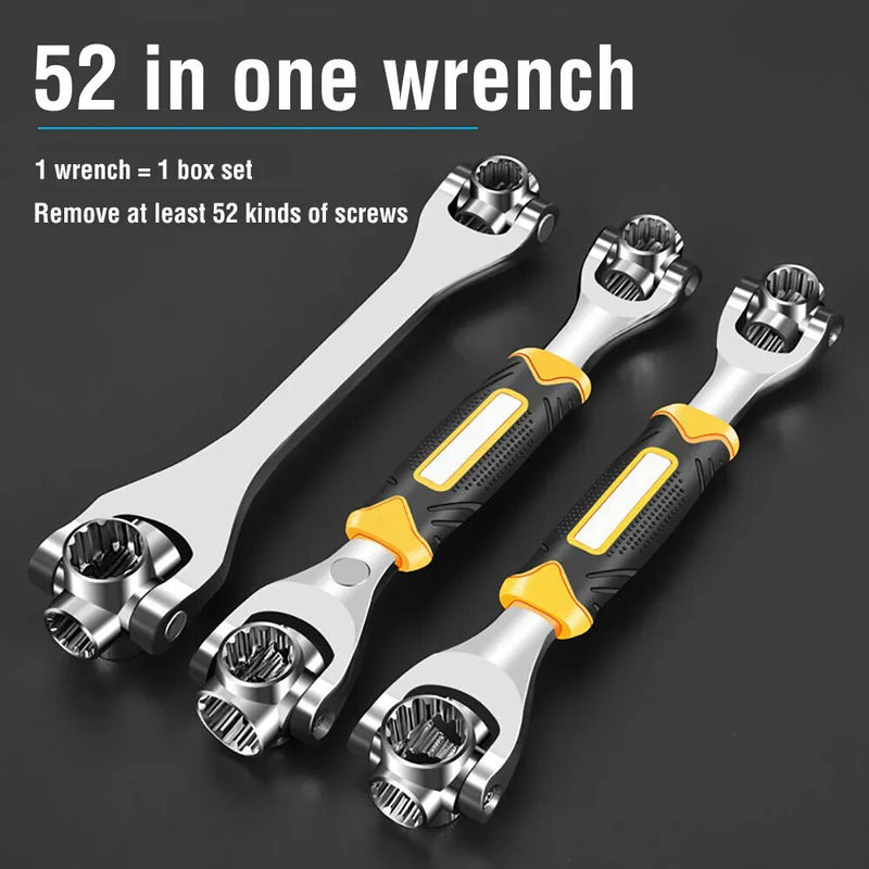 52 In 1 Socket Wrench Rotary Spanner Work with Spline Bolts 360 Degree Rotation Spanner Universal Furniture Car Repair Hand Tool