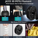 JAYO 5 Rolls 3D PETG / High Speed Matte PETG 3D Filament 1.75mm 30mm/s - 600mm/s Print Range PETG 3D Printer Filament for 3D