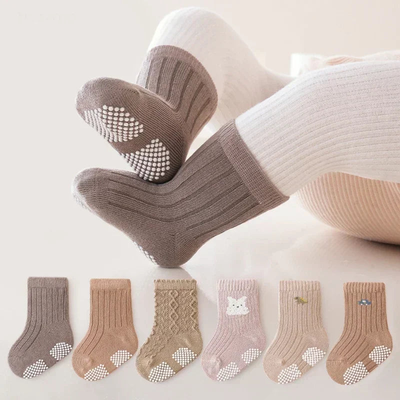 3Pair Newborn Baby Sock Children Boy Girl Kid Autumn Warm Breathable Non Slip Stocking Solid Fashion Socken Clothes Accessories