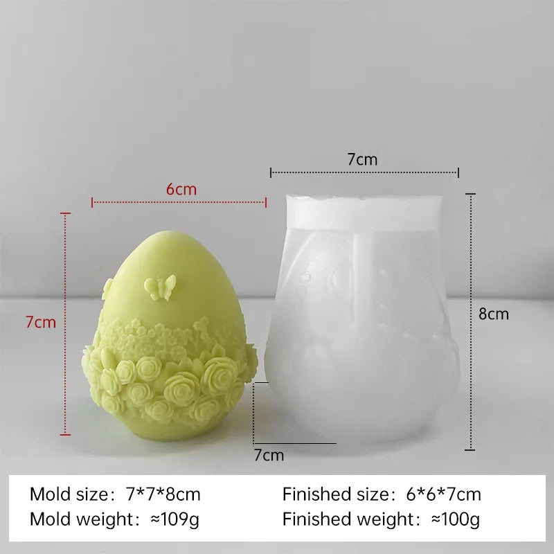 3D Creative Easter Eggs Silicone Mold DIY Flower Butterfly Egg Aroma Candle Plaster Ornaments Mould Easter Decor Crafts Molds