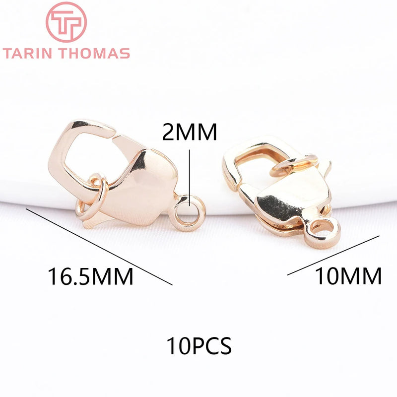 (3310) 15.6x9.6MM Hole 2MM 24K Gold Color Brass Lobster Clasps for Charms Pendants High Quality DIY Jewelry Making Findings