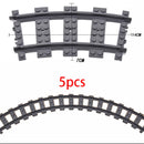 City Train Station Platform Traffic Light Cave Flyover Tracks Straight Curved Rails Building Block Bricks Technican Creative Toy