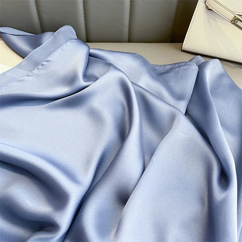 New 16 Colors Solid Silk Scarf Women Fashion Quality Soft Scarves Female Shawls Foulard Bandana Beach Cover-ups Wraps Luxury