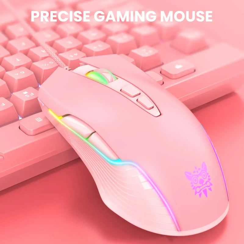 ONIKUMA Gaming Headphones Esports Package with Dynamic RGB Light Detachable Cat Ears Mouse Holder Wired Headset with Mic Gamer