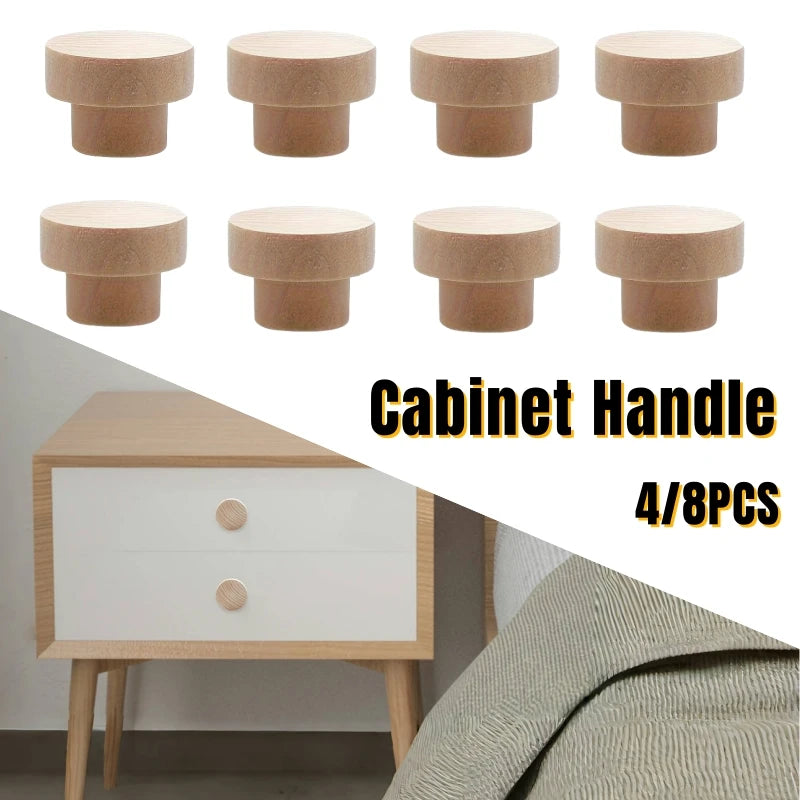 4/8pcs Wooden Drawer Knobs log decorate Household use interior room wardrobe Furniture Kitchen Wardrobe log Round Cabinet Knobs