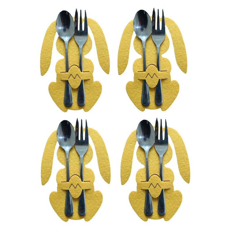 4Pcs/set Easter Knife Fork Bags Non-woven Cartoon Sheep Easter Rabbit Cutlery Holder Bag Tableware Organizer Easter Decorations