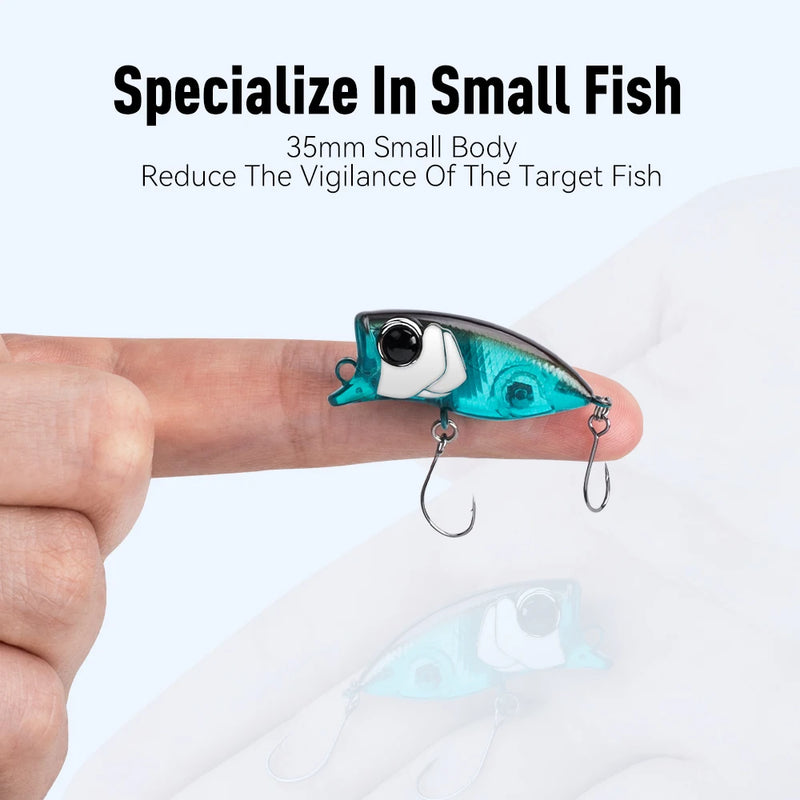 Kingdom Micro Minnow Hard Bait Topwater Fishing Lures 2.4g 35mm Z-Action High Quality Floating Popper Single Hook For Bass Pike