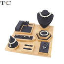 Bamboo and Wood with Microfiber Cloth Jewelry Display Stand Necklace Ring Display Stand Bracelet Earrings Display Jewelry Stand