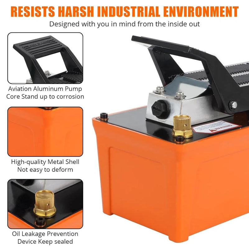 Air Hydraulic Pump,10,000 PSI 1/2 Gal Reservoir, NPT 3/8" Oil Outlet, 6.6 ft Pipe, Foot Actuated Hydraulic Pump Air Treadle