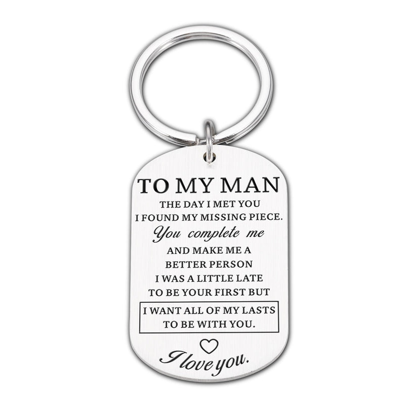 Birthday Valentine Day Keychain Gifts For Boyfriend Husband My Man I love you Couples Keyring for Man Wedding Gifts Key Chains