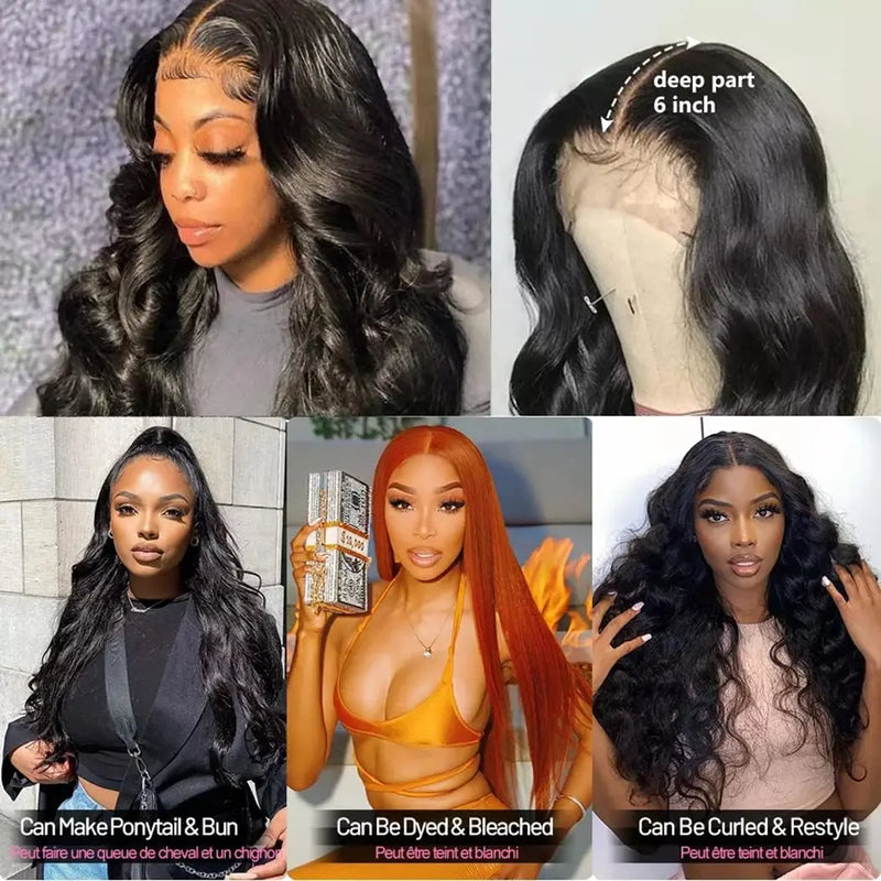 34 32In Body Wave Human Hair Lace Frontal Wigs 13x4 13x6 Transparent Lace Front Wig For Women 6x4 5x5 Glueless Wig Human Hair