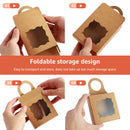 Wine Bottle Box with Visible Window Empty Hanging Foldable Boxes White Wine Bottle Treat Box Brown Paper Wine Candy Gift Boxes