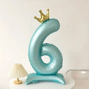 42INCH Blue Crown Number Stand Foil Balloon Large 0-9 Digital Birthday Balloons Wedding Party Gathering Decor Supplies Kids Gift
