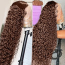 Chocolate Brown Curly Deep Wave Human Hair Wigs 13x6 Lace Frontal Wig 30 Inch Colored 13x4 Lace Front Wig Brazilian Women Choice