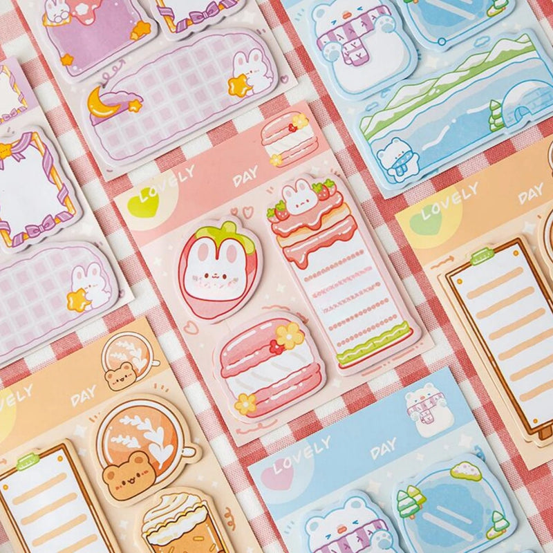 4 pcs/lot Kawaii Bear Rabbit Animals Memo Pad N Times Sticky Notes To Do List Planner Sticker Notepad Gift Stationery Decor