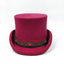 New Men Hat 100% Wool Fedora Hat Unisex Top Show Gentleman Bowler Hat Black Red Magic Hat Presidential Hat Feather Accessories