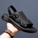 Leather Sandals Men's Cowhide Breathable Summer Casual Shoes Platform Sandals Dual-purpose Sandals Slipper Beach Shoes