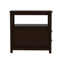 End Table Narrow Nightstand With Two Drawers And Open Shelf-Brown