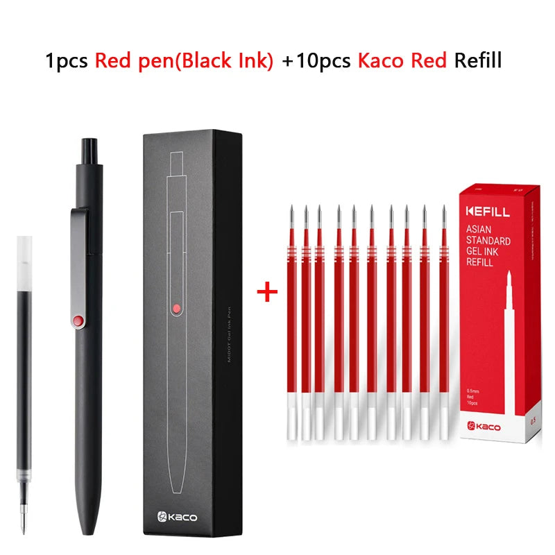 Cute Kaco MIDOT Gel Ink Pen Metal Signature Pens 0.5mm Fine Point 800Meter Smooth Writing Quick Dry Office School Stationary