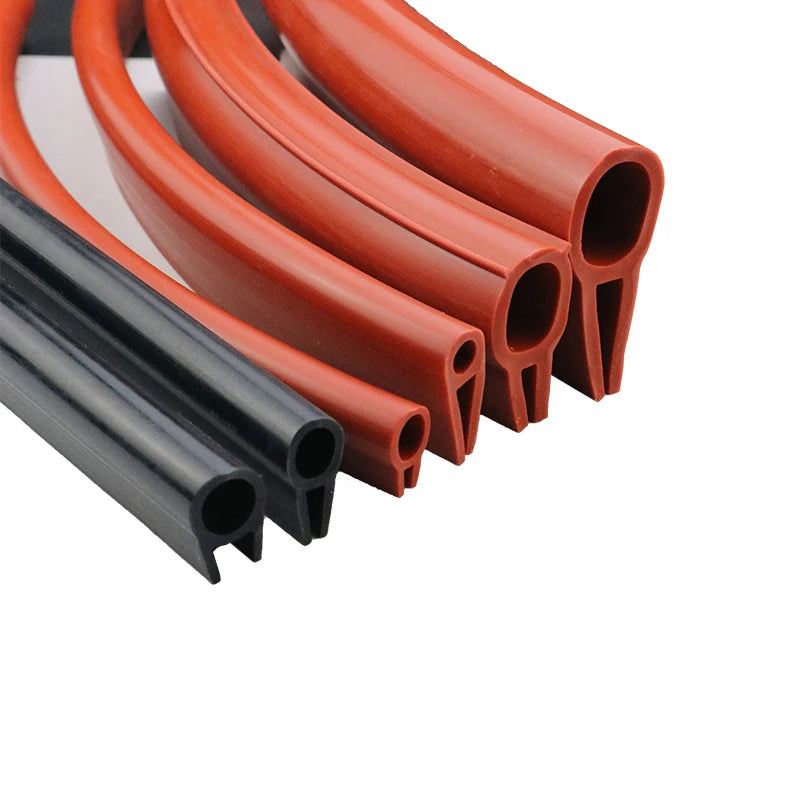 1Meter Silicone Sealing Strip U Type With Top Bubble Oven High Temperature Rubber Anti-collision Strips Metal Edge Banding Parts