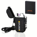 2024 New Waterproof Double Arc Lighter USB Rechargeable Windproof Plasma Lighter Outdoor Camping Flameless Smoking Accessories
