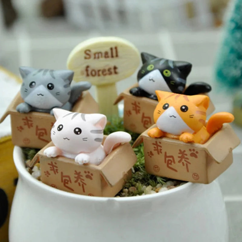 1/4 Kawaii Mini Cat Ornament Garden Kitten Statue Gift for Kids Children Baby Room Decoration Toy Miniature Figurines Home Decor