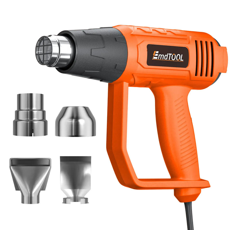 2000W Electric Heat Gun Hot Air Gun, 300℃ and 600℃, 300-500L/Min, 3 Nozzles, 1.5s Heating, for Stripping Shrinking Varnish