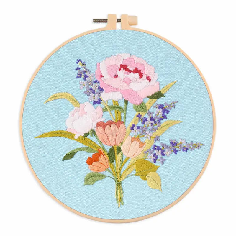 Embroidery Starter Kits with Floral Flower Patterns Embroidery Kit for Beginners Fabric Cross Stitch Kits for Adults DIY