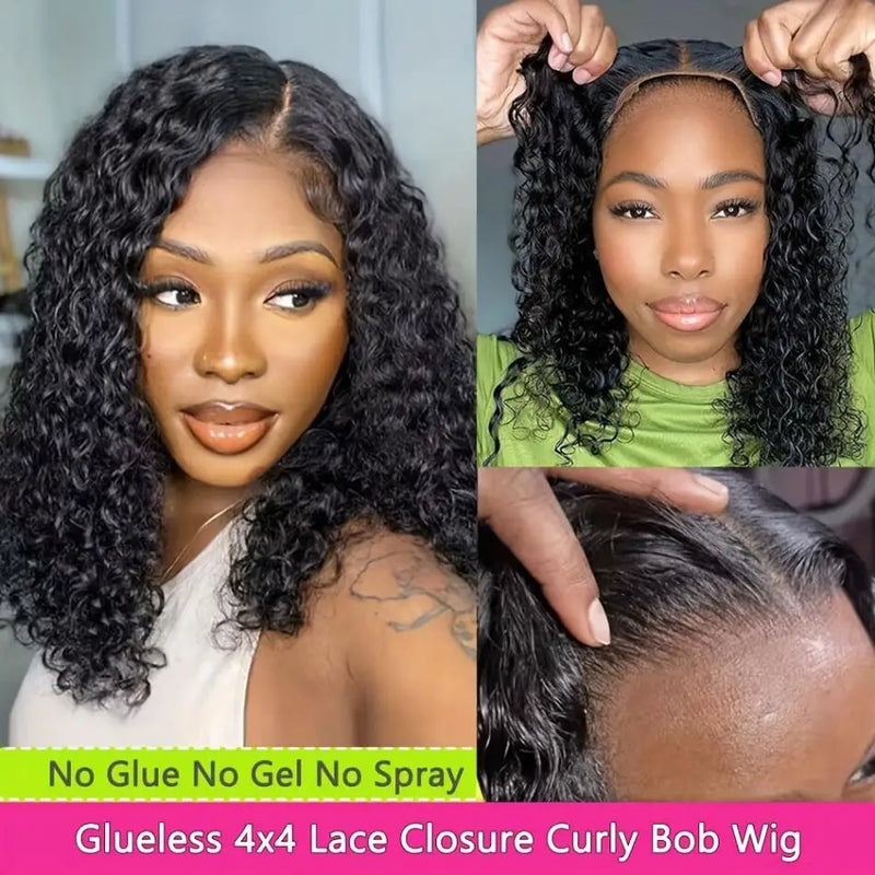 Glueless Preplucked Human Wigs Ready To Go Deep Wave Curly Wigs Pre Cut Lace Frontal Wig 4X4 5X5 Closure Wigs 100% Human Hair