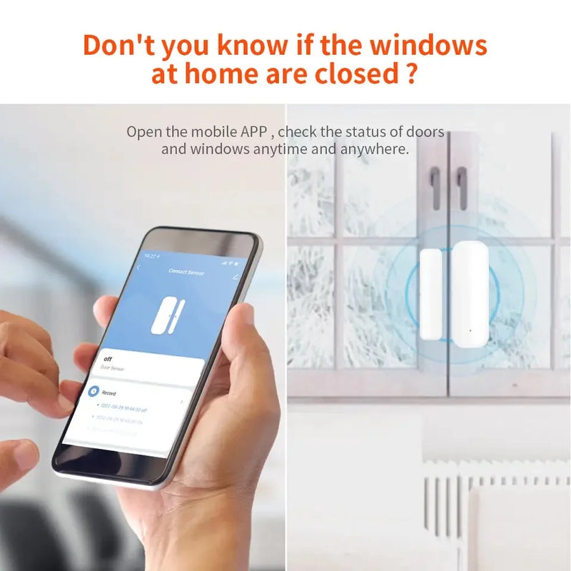 Smart Life App WiFi Door Sensor Window Sensor Open/Close Detector Security Protection Alarm Detector Work With Alexa