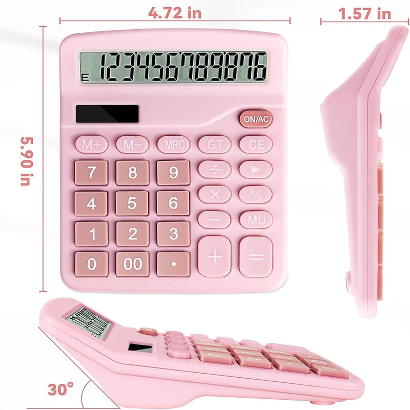 Office Calculators Desktop, 12-Digit Dual Power Cute Calculator with Large LCD Display Big Button for Office Home and School (Pi