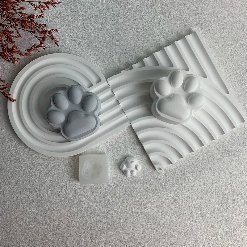 Cute Cat Paw Candle Diy Silicone Mold Aromatherapy Candle Soap Making Mould Resin Molds Home Decoration