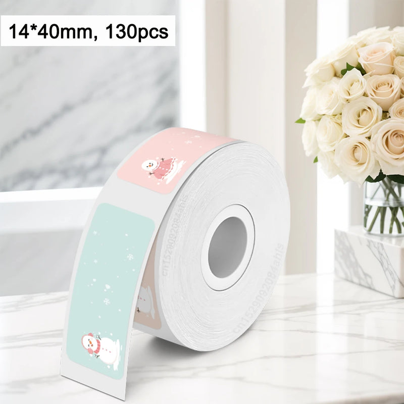 P15 Adhesive Merry Christmas Sticker Snowman Starry Sky Holographic Label Tape for Marklife P15 P12 P11 Thermal Label Printer