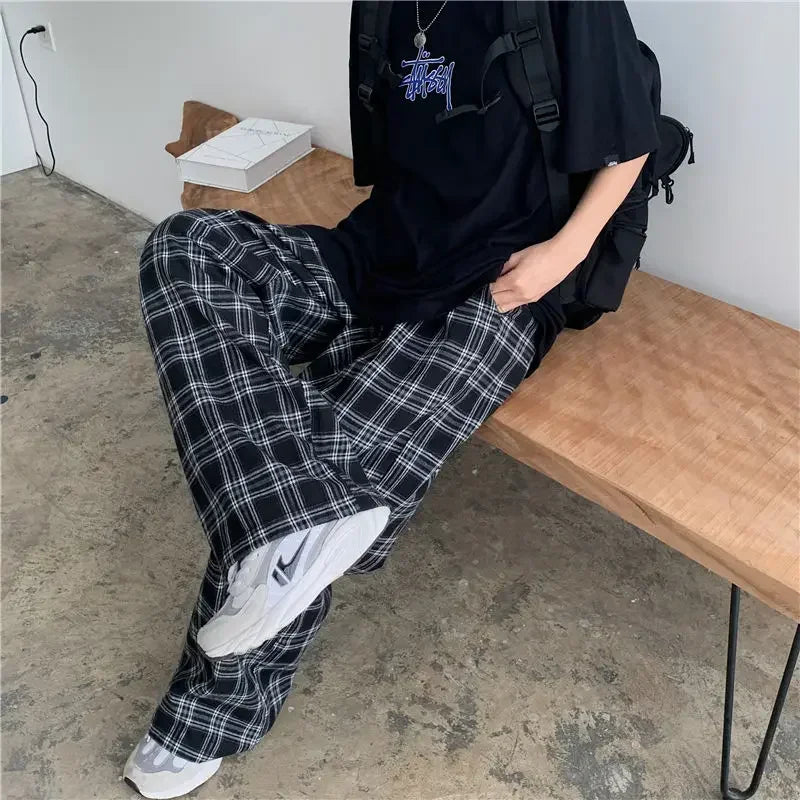 Summer/Winter Plaid Pants Men S-3XL Casual Straight Trousers for Male/Female Harajuku Hip-hop Pants