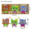 12/9pcs Happy Easter Wooden Pendant Cute Bunny Egg Carrot Chick Hanging Ornaments Spring Easter Party Home Decoration DIY Wreath