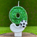 Glitter Green White Football Numbers 0-9 Candle Cake Toppers Cake DIY Decoration for Football Theme Anniversary Party Decoration