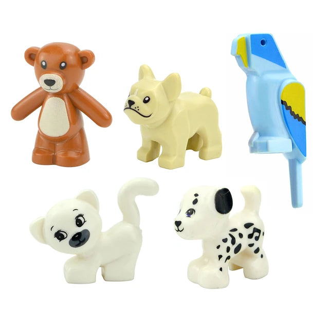 MOC City Animal Zoo Fram Accessories Building Block Figures Goat Sheep Eagle Owl Panda Parrot Seagull Penguin Bricks Toy Gift