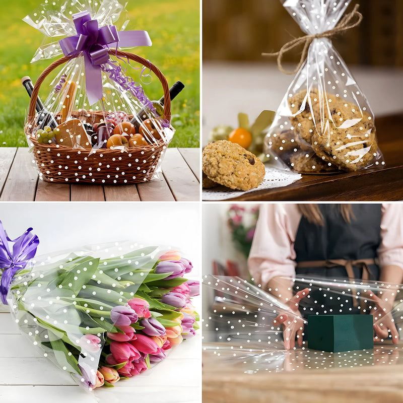 Cellophane Wrap Roll Clear Paper Wrapping Gift Transparent Basket Bags Cello Rolls Flower Baskets Packing Supplies Diy Craft