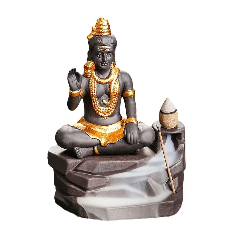 Shiva Buddha  Ornaments For Home Decoration Backflow Incense Burner Handmade Purple Clay Incense Stick Holder