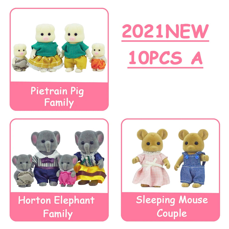 Easter Bunny 10-18Pcs Forest Family Miniture Animals Doll Toy Simulation 1:12 Reindeer Panda Figure Girl Dollhouse Birthday Gift