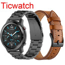 2pcs Stainless Steel band+Genuine Leather strap For Ticwatch Pro 3 Ultra GPS E2 / S2 WatchStrap For Ticwatch E3 / GTH Bracelet