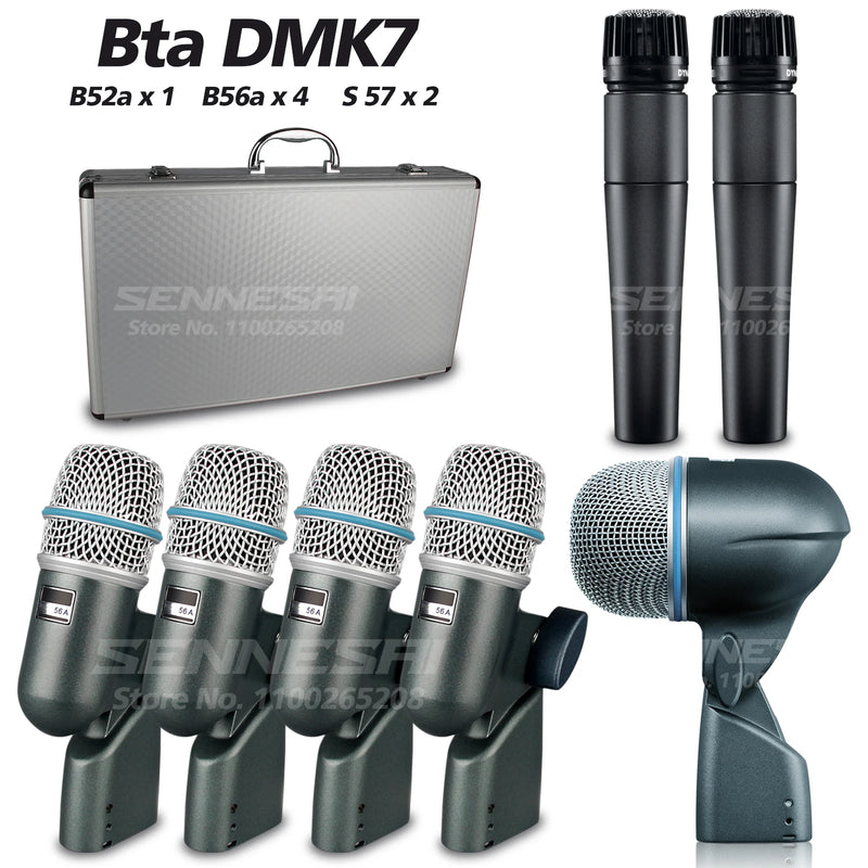 SENNESAI BETA DMK7 7-Piece Wired Dynamic Drum Microphone (Whole Metal)- Kick Bass, Tom/Snare & Cymbals Mic Set-Use,52a 56a 57a