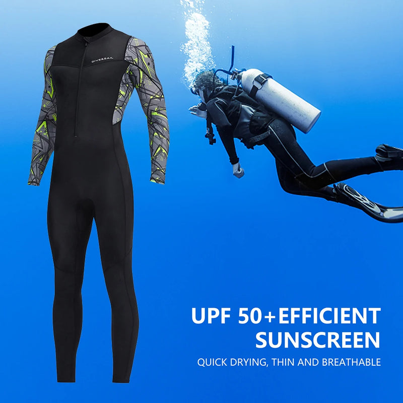 Men Diving Suit Long Sleeve Sunscreen Diving Protection Clothes Cold Proof with Zipper Elastic Breathable Water Sports Equipment