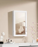 SONGMICS Wall-Mounted Jewellery Cabinet, Mirror with Storage, Lockable Mirrored Cabinet, Jewellery Organiser with Mirror