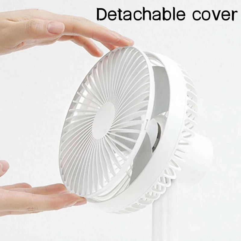 Portable Fan 4000mAh Automatic Rotary Cooling Fan USB Charging Air Cooler Table Fan 3-speed Electric Fan for Home Office Camping