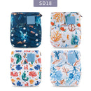 Elinfant Wholesale 4pcs/set Washable Baby Nappies Gray Mesh Cloth Diaper Adjustable &amp; Reusable Pocket Diapers Free shipping