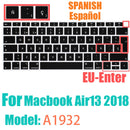 Spanish layout Keyboard Cover for For MacBook Air 13.6/15 M4 M3 M2 A3240 A2941 A3241 A3114, MacBook Pro 14" 16" 13"  12" black