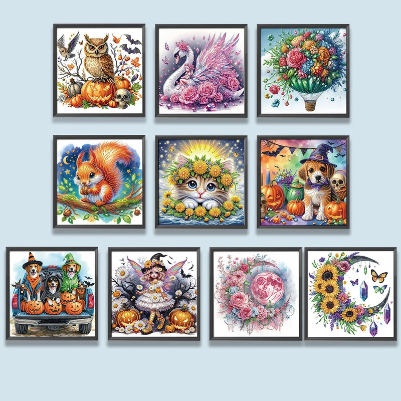 5D DIY Partial Special Shaped Drill Diamond Painting Kit Animal Halloween Decoration Christmas DIY Painting Decor 30/40X40/30CM